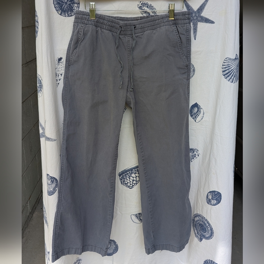 LL Bean Grey Favorite Fit Pant Elastic Waist Size 8 Dove Grey Wide Leg